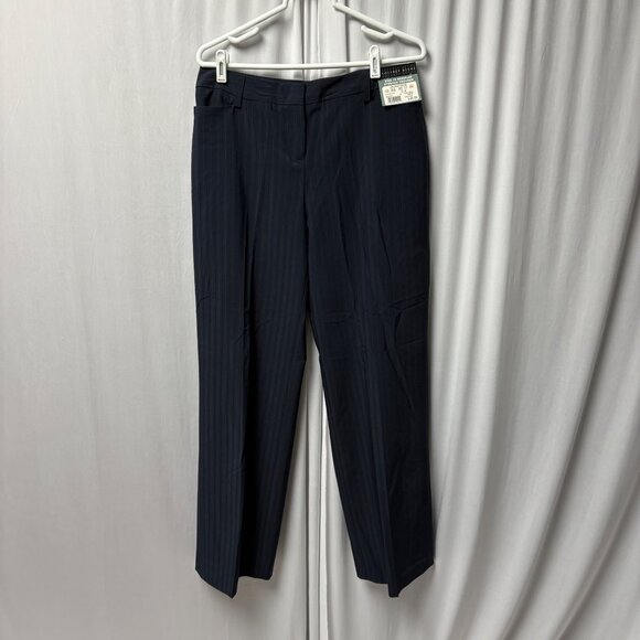 Geoffrey Beene Sport Navy Pinstripe Stretch Trousers Womens Size 10R Pants NEW - Picture 1 of 8